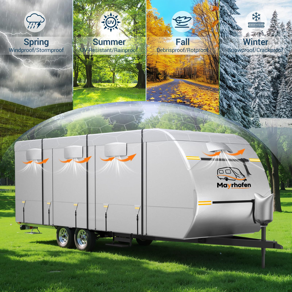 14-16ft 6 Layers 600D Oxford Waterproof RV Cover J659
