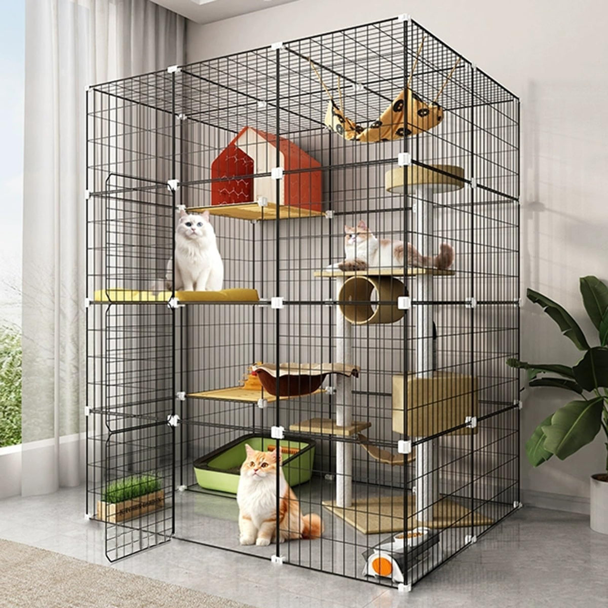 Metal Wire Cat Cage, 3x2x4 Cat Kennel V32470