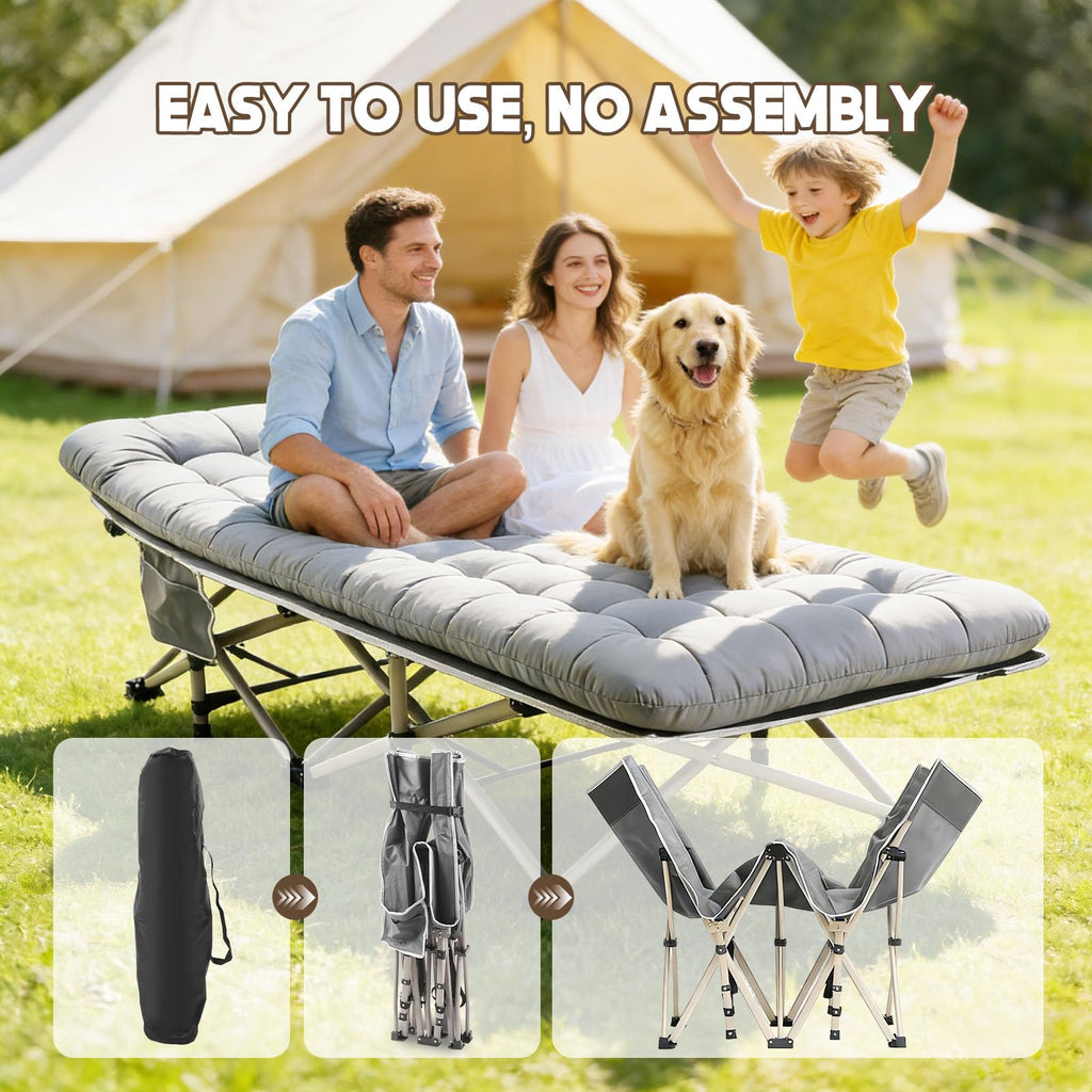 Heavy-Duty 28" Extra Wide Portable Folding Camp Cot with Mat & Carry Bag Q32799
