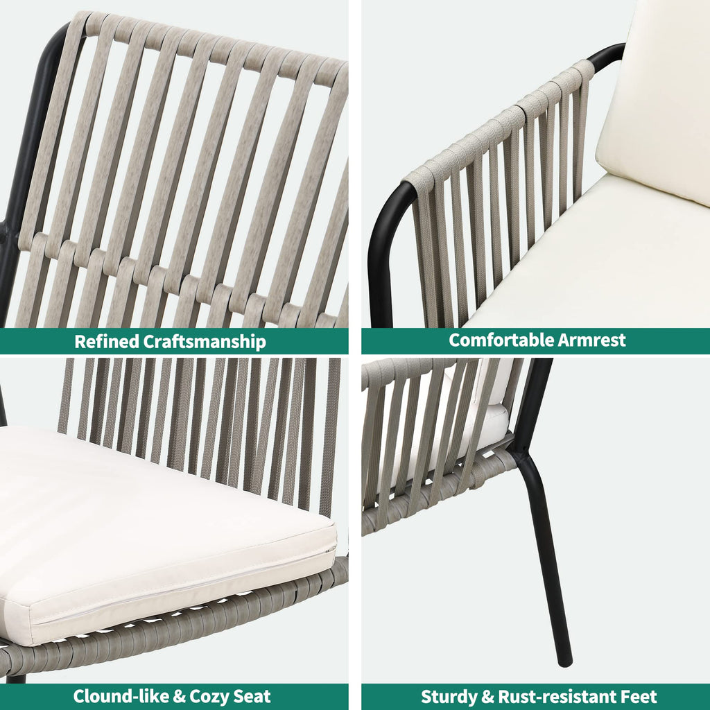 Grey Wicker Outdoor Dining Chairs Set of 4 R423436