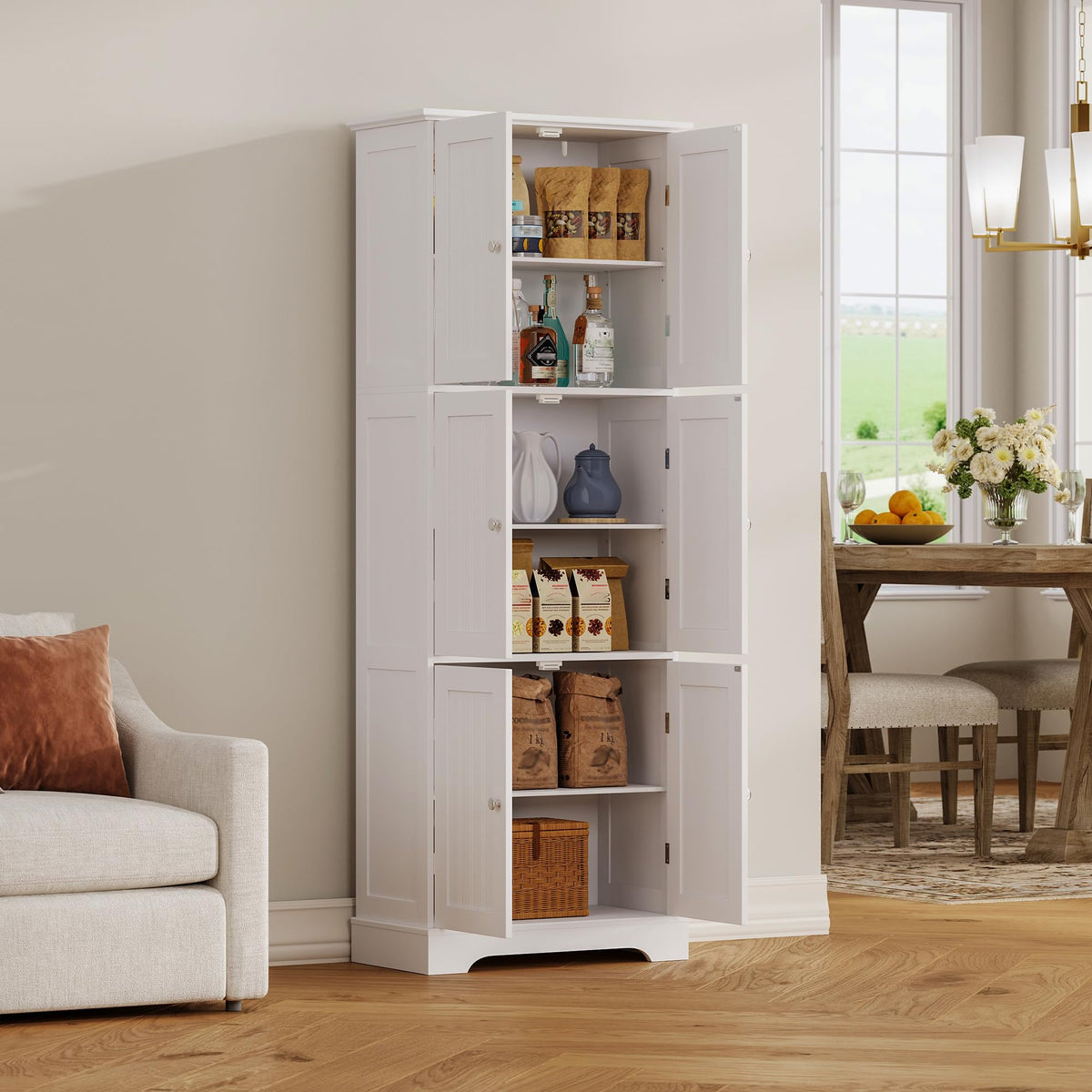63.2" Tall Bathroom Storage Cabinet with 6 Doors P814262