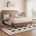 Brown Leather Full Size Platform Bed Frame O59376