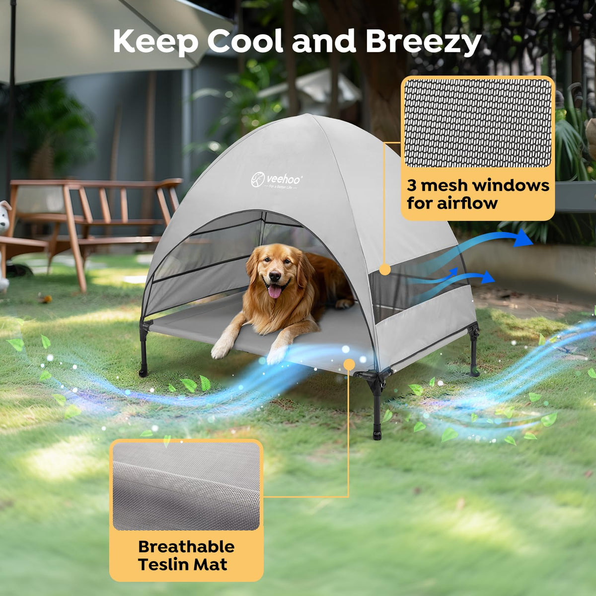 Elevated Outdoor Dog Bed with Canopy K735
