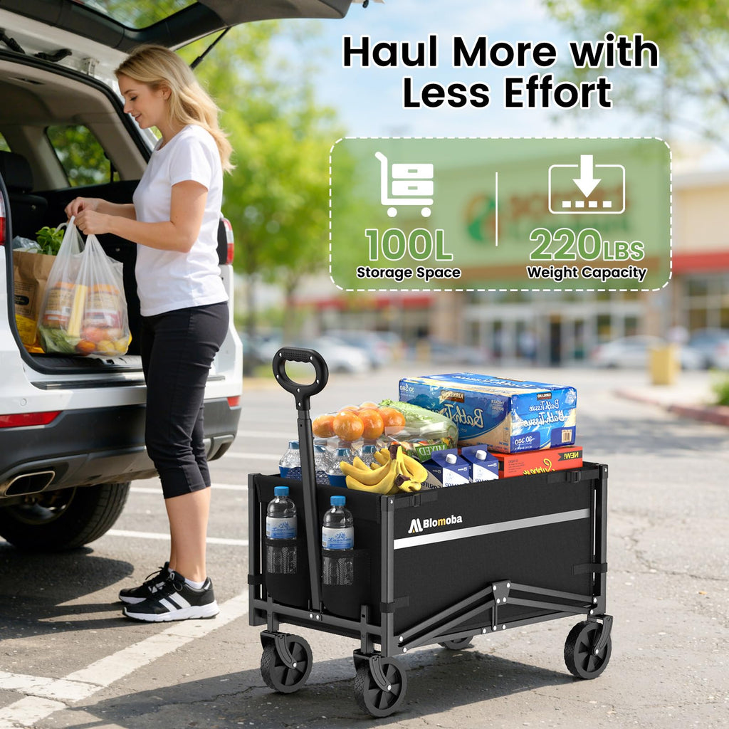 Collapsible Wagon Cart with Wheels, Black I204