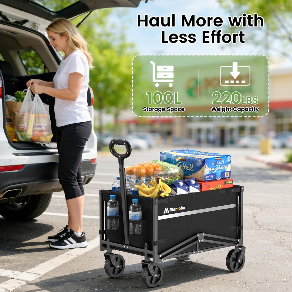 Collapsible Wagon Cart with Wheels, Black I204