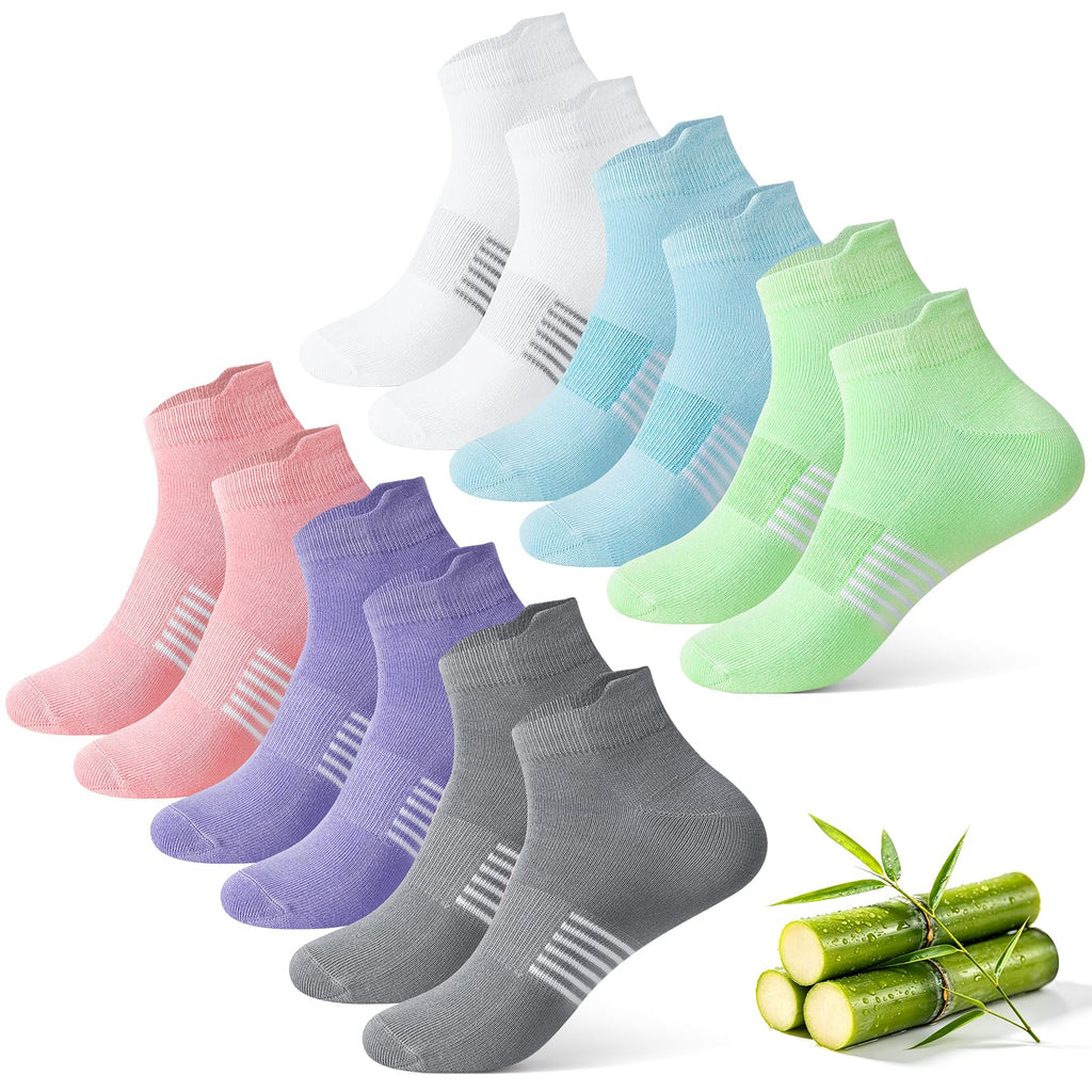 6 Pairs Thin Breathable Bamboo Ankle Socks W872966