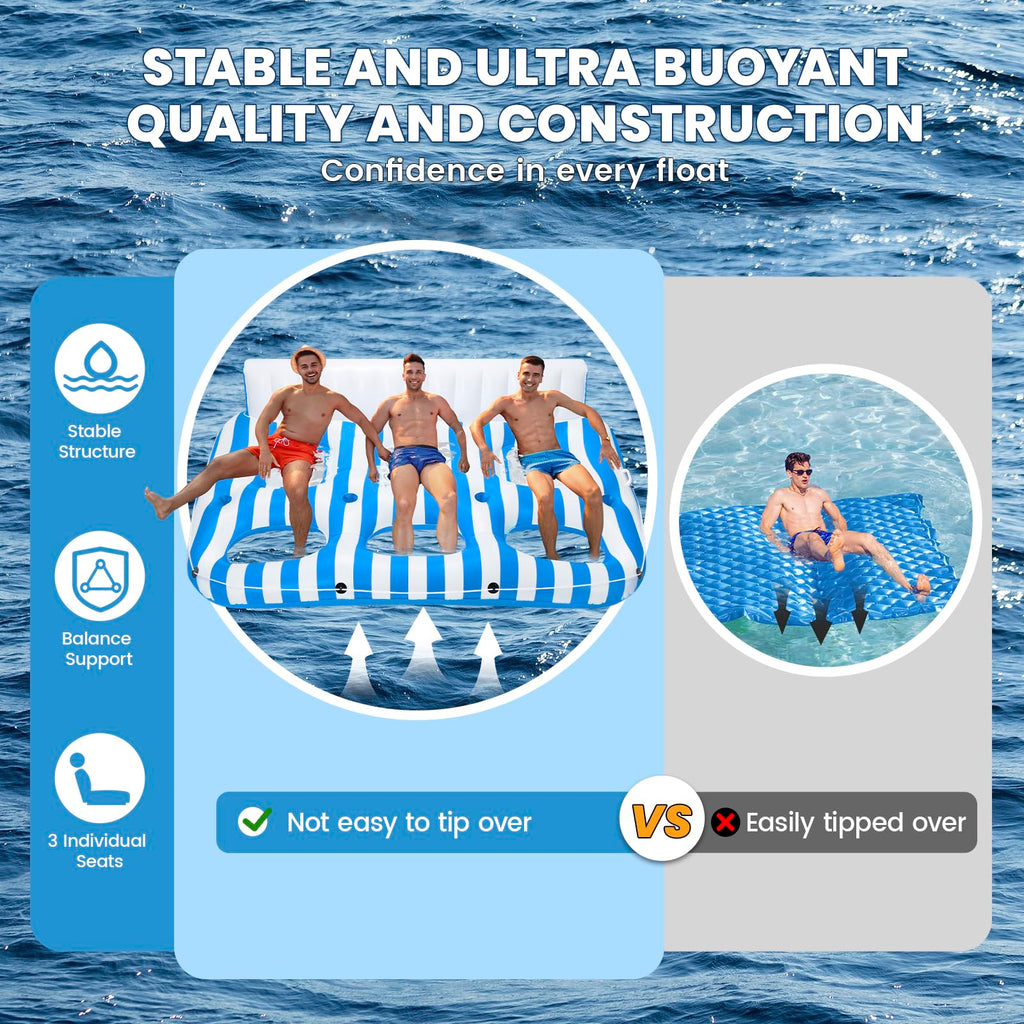 Inflatable Pool Lounger Float with Handles and Cup Phone Holder D4562