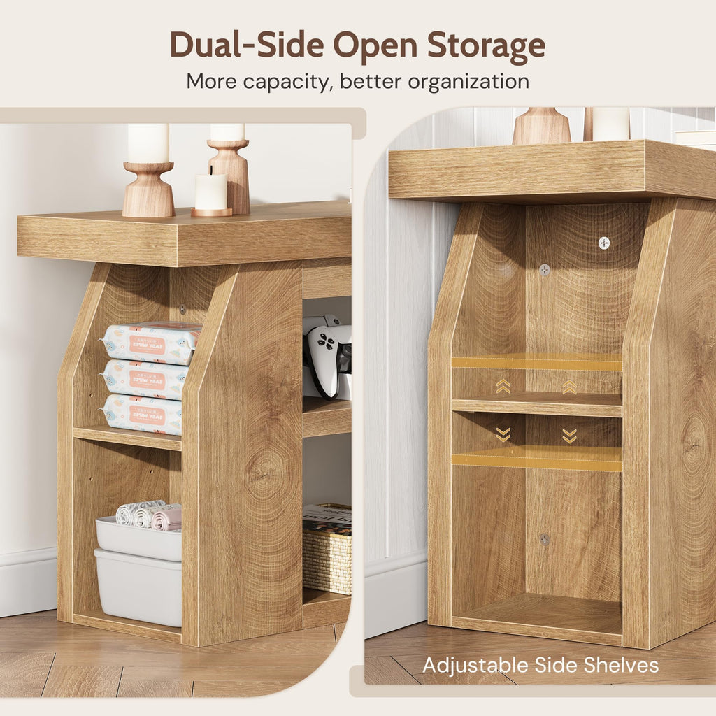 Oak 3-Tier Wood TV Stand for 55 Inch TV E816626