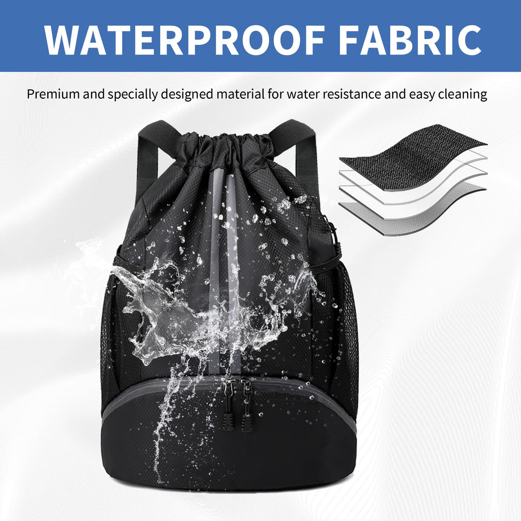 Drawstring Backpack Gym Bag with Shoes Compartment R296212
