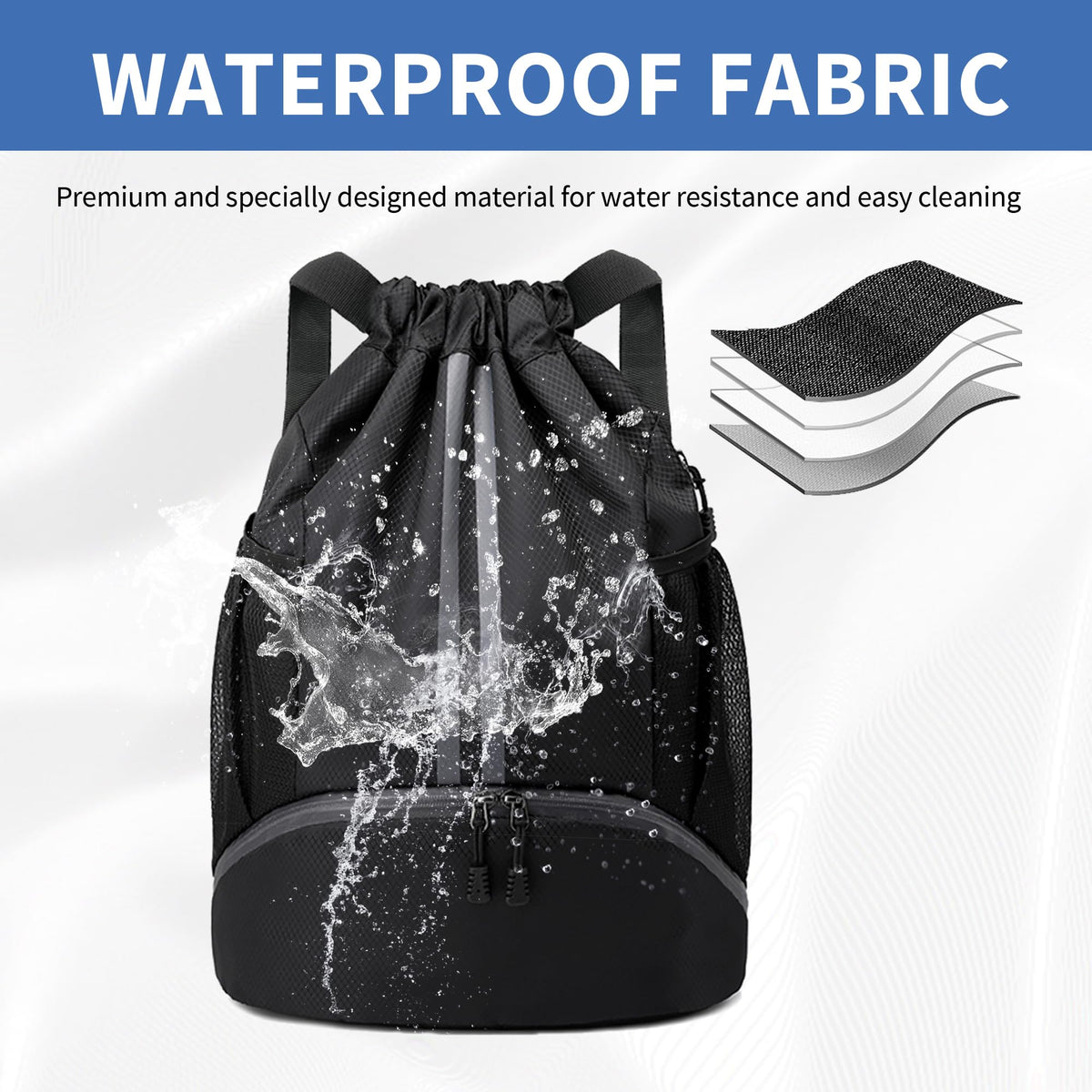 Drawstring Backpack Gym Bag with Shoes Compartment R296212
