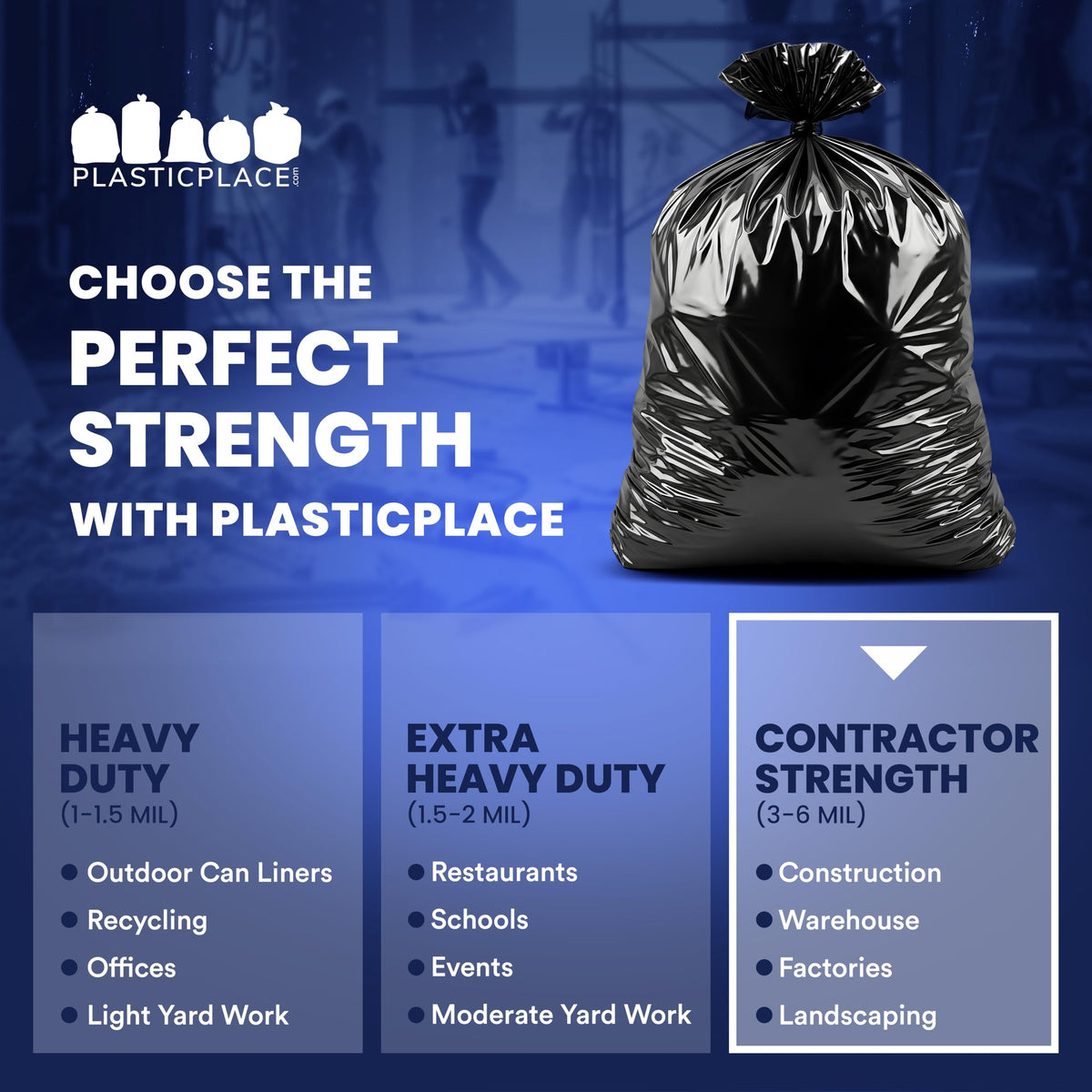 55-60 Gallon Black Heavy Duty Trash Bags 25 Count B865