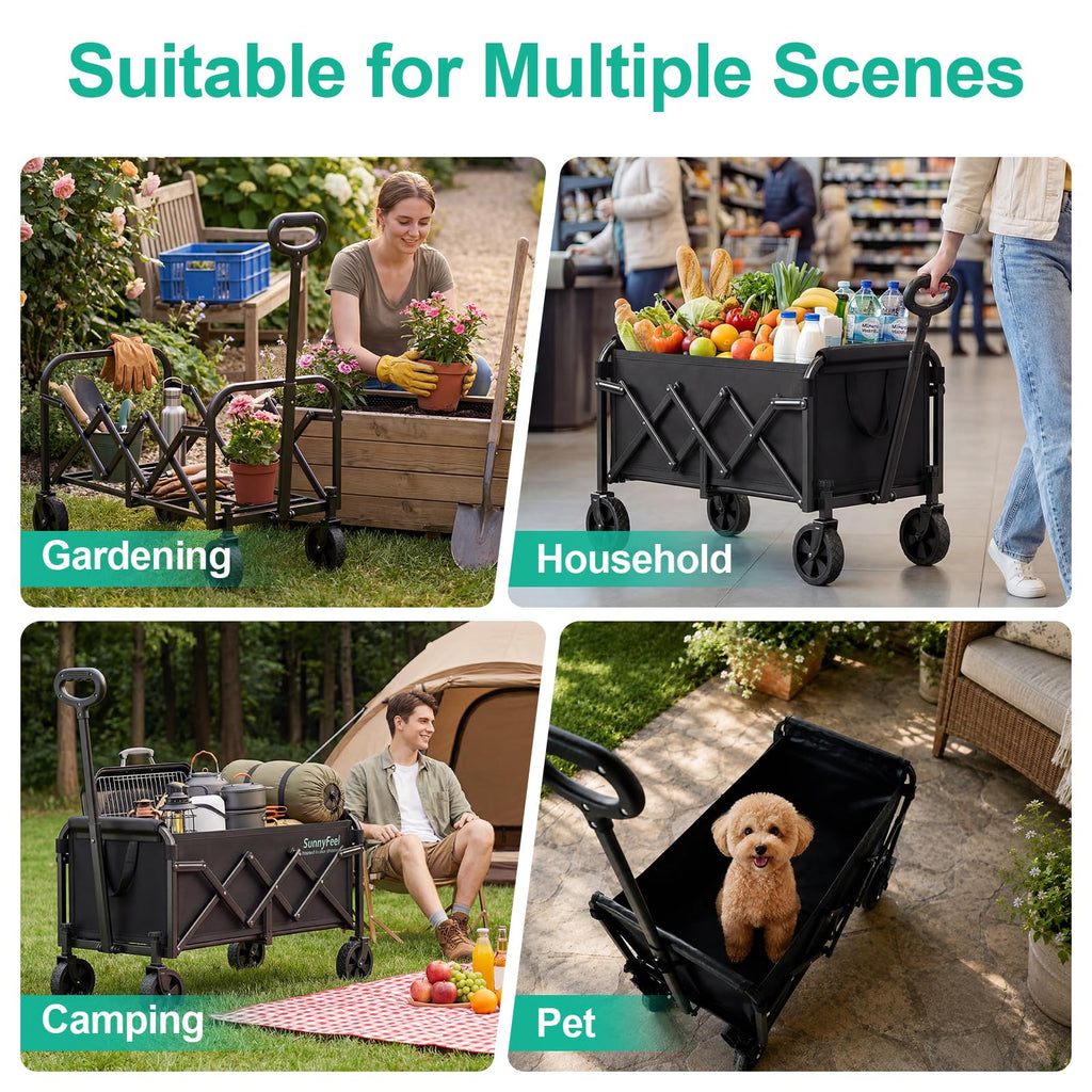 Lightweight Folding Wagon Cart, Black S21805