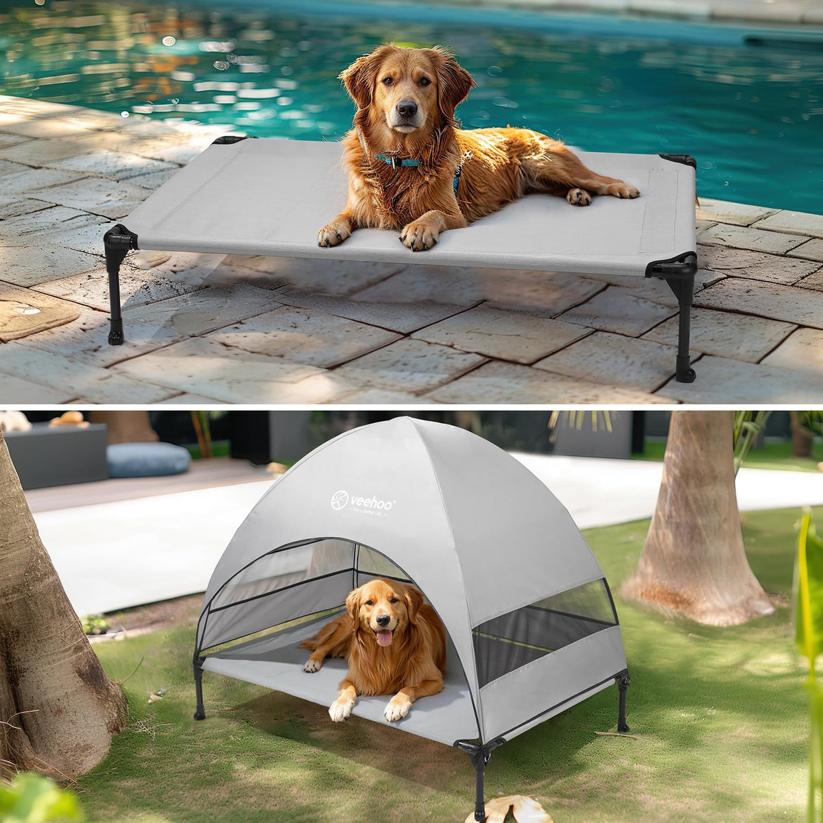 Elevated Outdoor Dog Bed with Canopy K735