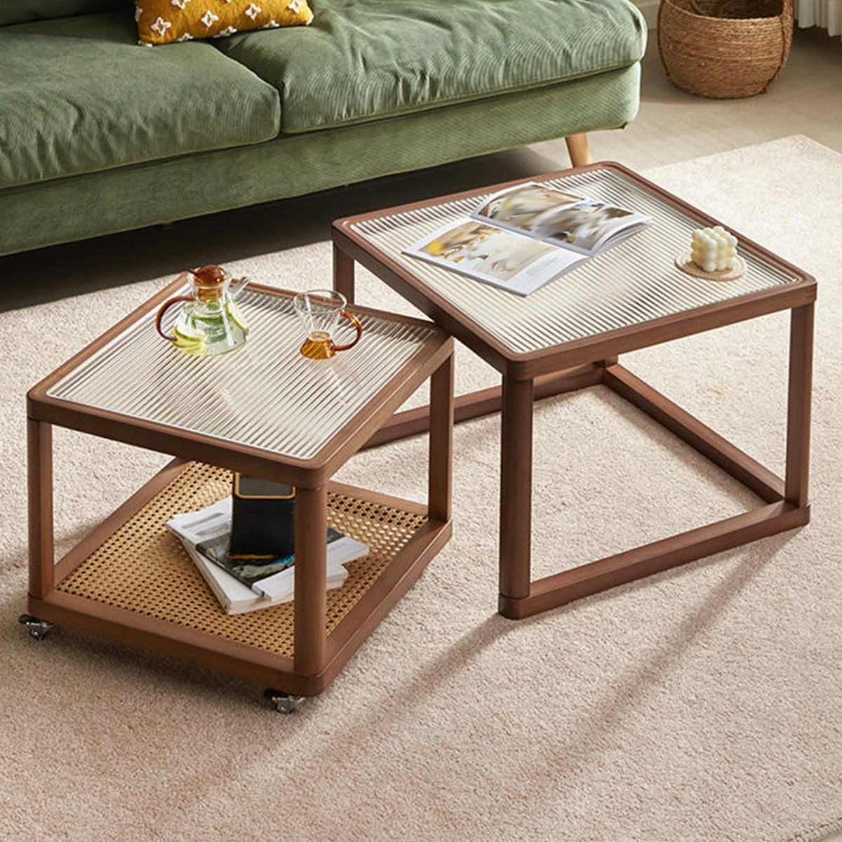 Square Glass Coffee Table Set of 2 T163215