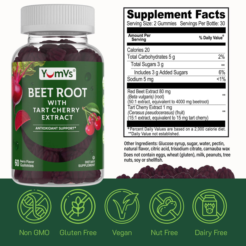 Beet Root Gummies with Tart Cherry 60 Count X943048