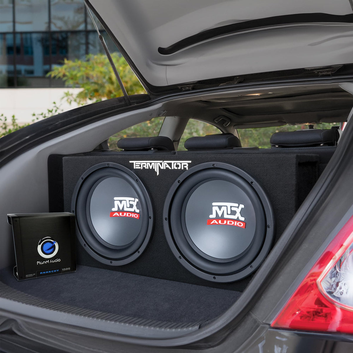 Dual 12" Subwoofers Loaded Enclosure with Amp & Wiring Kit N78298