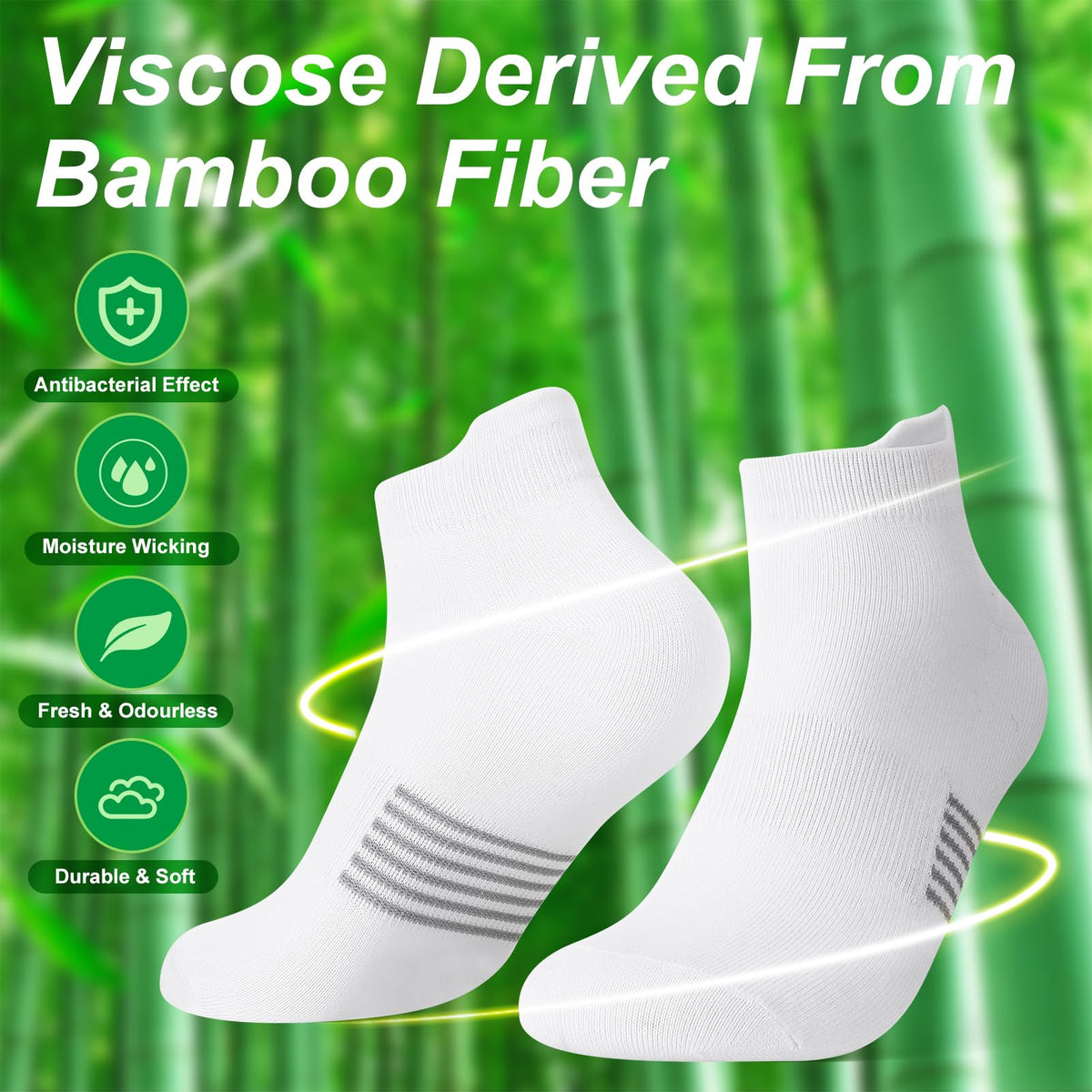 6 Pairs Thin Breathable Bamboo Ankle Socks W872966