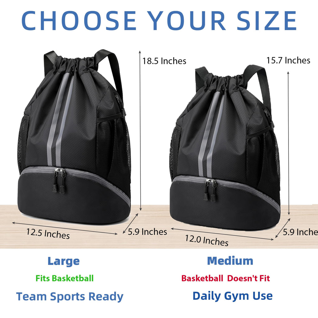 Drawstring Backpack Gym Bag with Shoes Compartment R296212