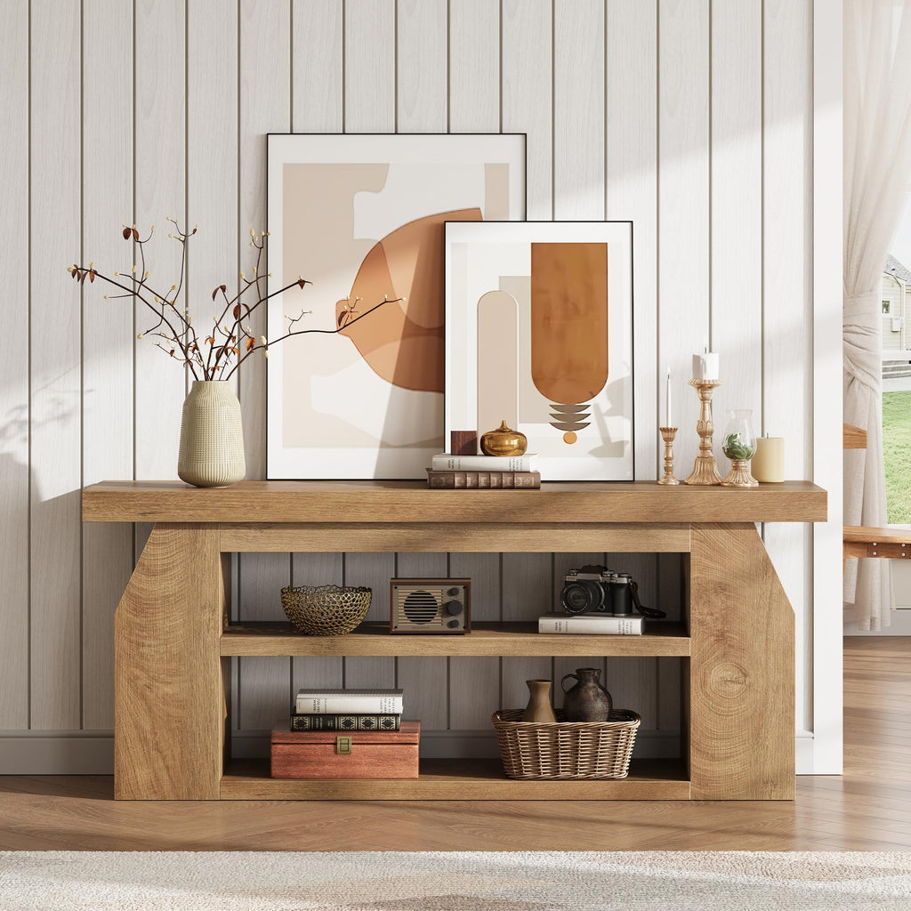 Oak 3-Tier Wood TV Stand for 55 Inch TV E816626