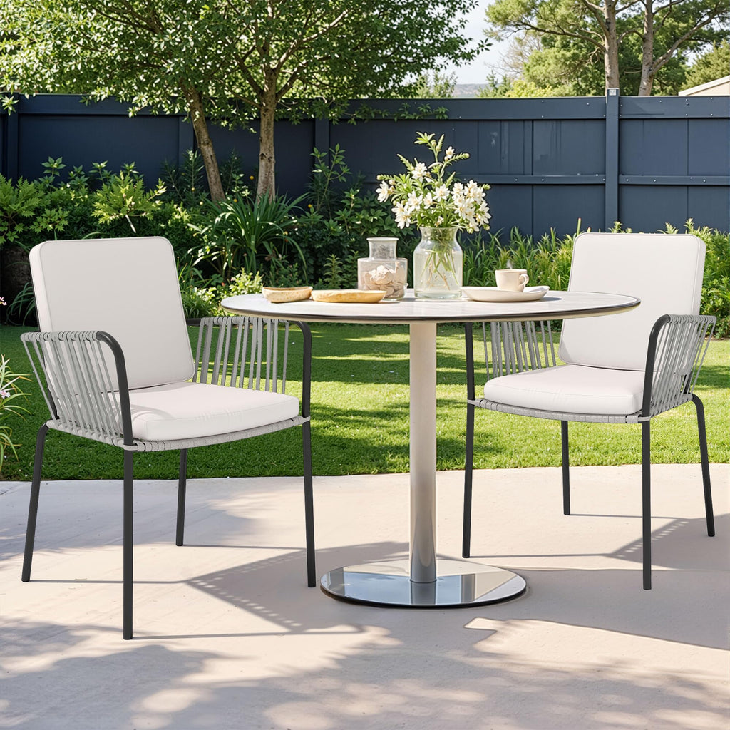 Grey Wicker Outdoor Dining Chairs Set of 4 R423436