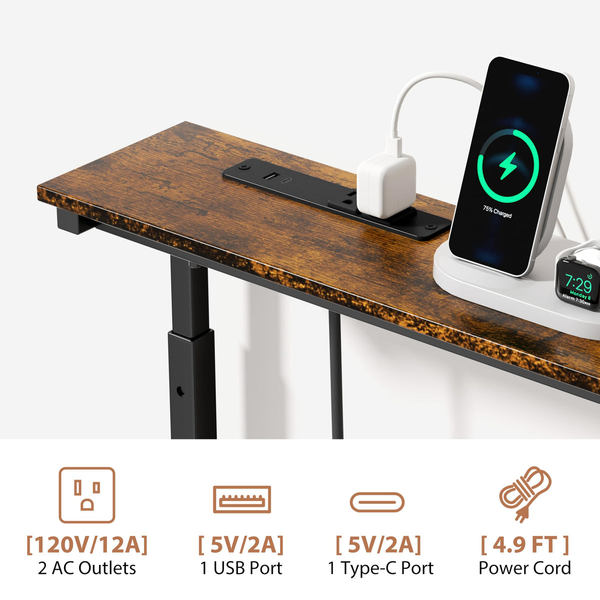 2 Pack Narrow Console Table with Power Outlets C405004