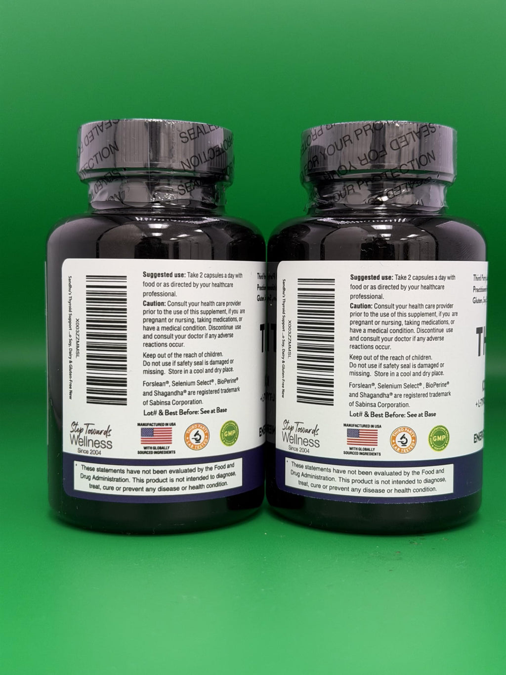 Thyroid Support with Selenium, Zinc, Iodine, L Tyrosine, Ashwagandha, 70 Count (Pack of 2) E4201