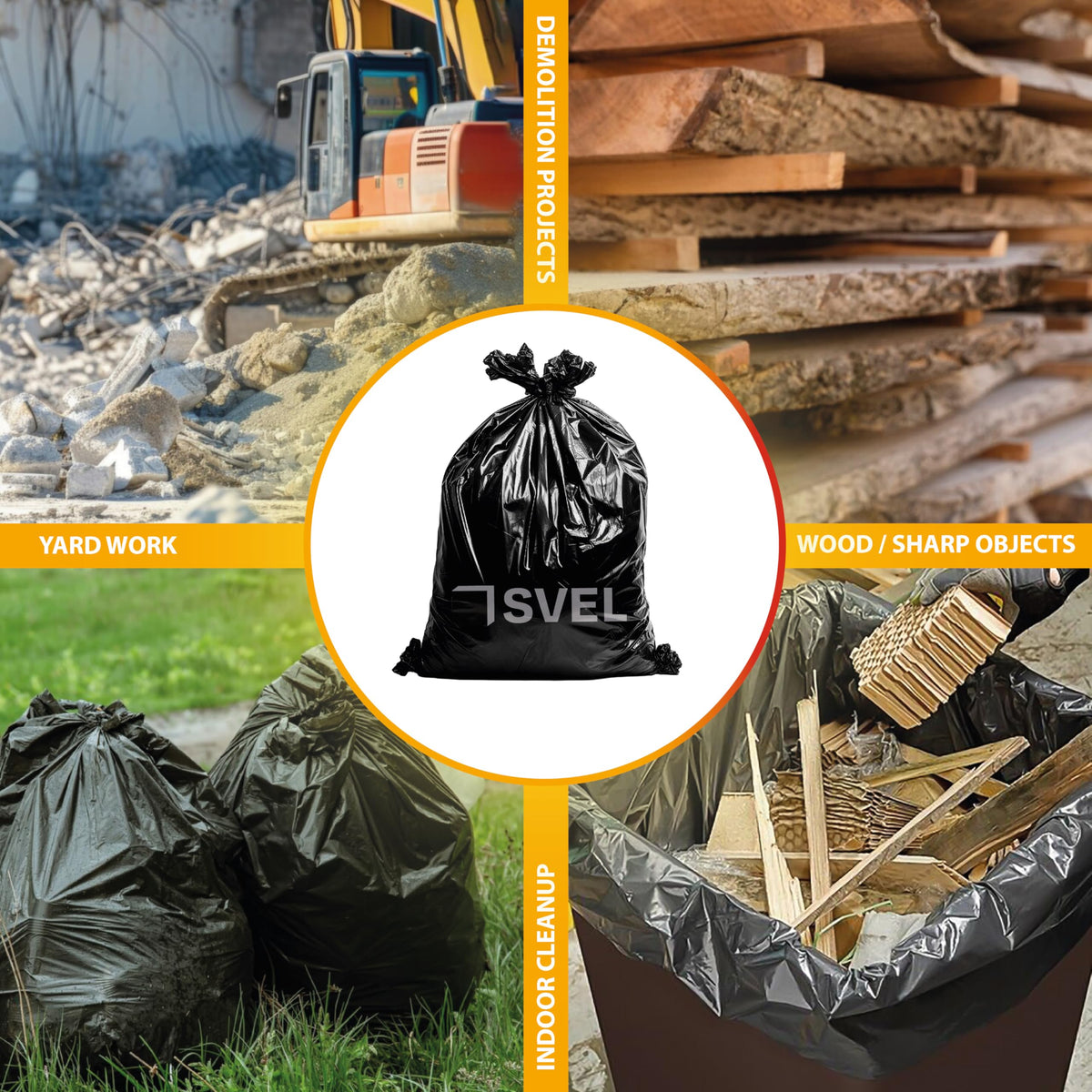 Heavy Duty 42 Gallons 2 Mil Trash Bag Q357