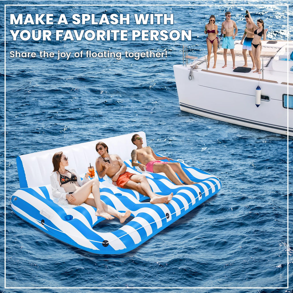 Inflatable Pool Lounger Float with Handles and Cup Phone Holder D4562