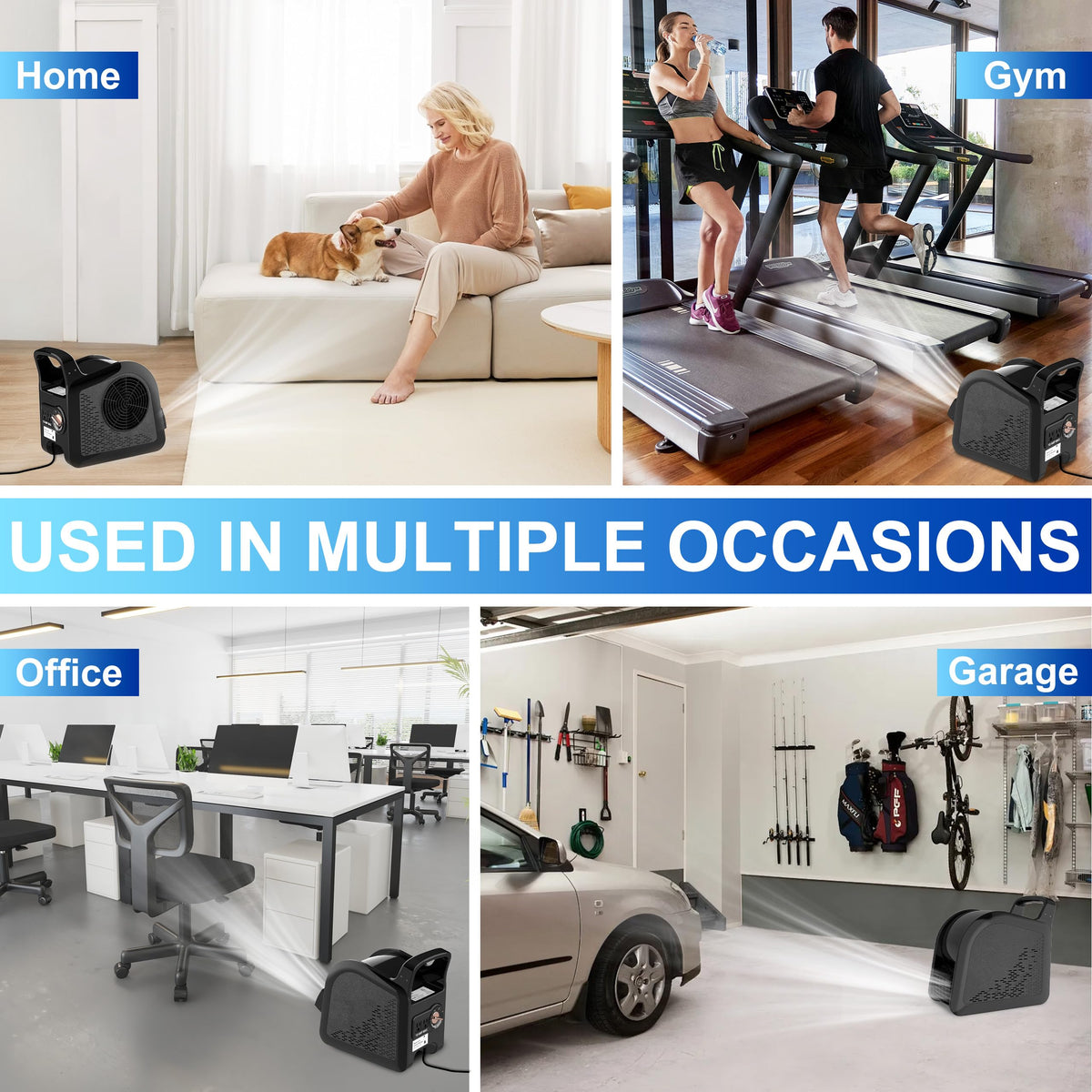 Portable High Velocity Floor Fan with 3 Speeds, Black G7813