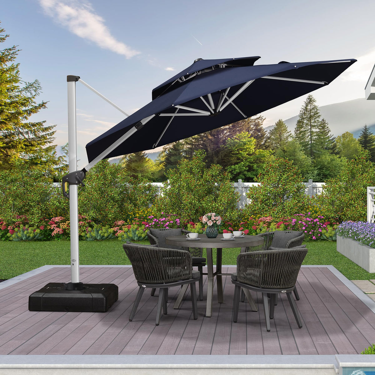 10 FT Navy Blue Cantilever Patio Umbrella U96208