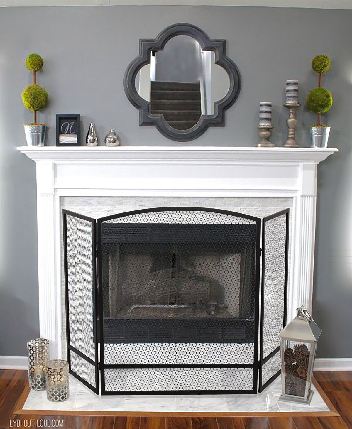3-Panel Arch Screen with Double Bar D897692